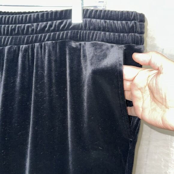 J.Jill 2X Black Wearever Collection Velour Wide Leg Pull-on Pants with Pockets - Picture 5 of 9